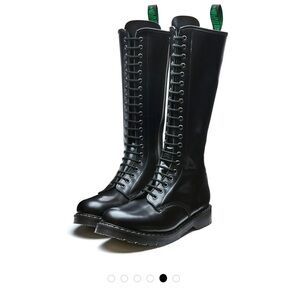 Black High Shine 20 Eye Lace-Up Zip Derby Boot